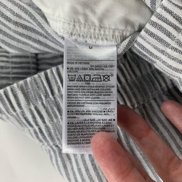 Old Navy Light Gray Striped Linen Blend High Rise Straight Leg Lounge Pant M - Picture 5 of 7